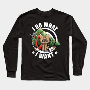 I Do What I Want Funny Cat Dad Cat Moms Christmas Cat Lovers Long Sleeve T-Shirt